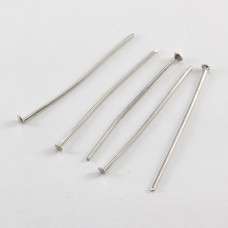 Пини Гвоздики, плоский капелюшок, Залізо, Колір: Платина, Розмір: 30х0.7мм, Капелюшок 2 мм, 50г/близько 375шт